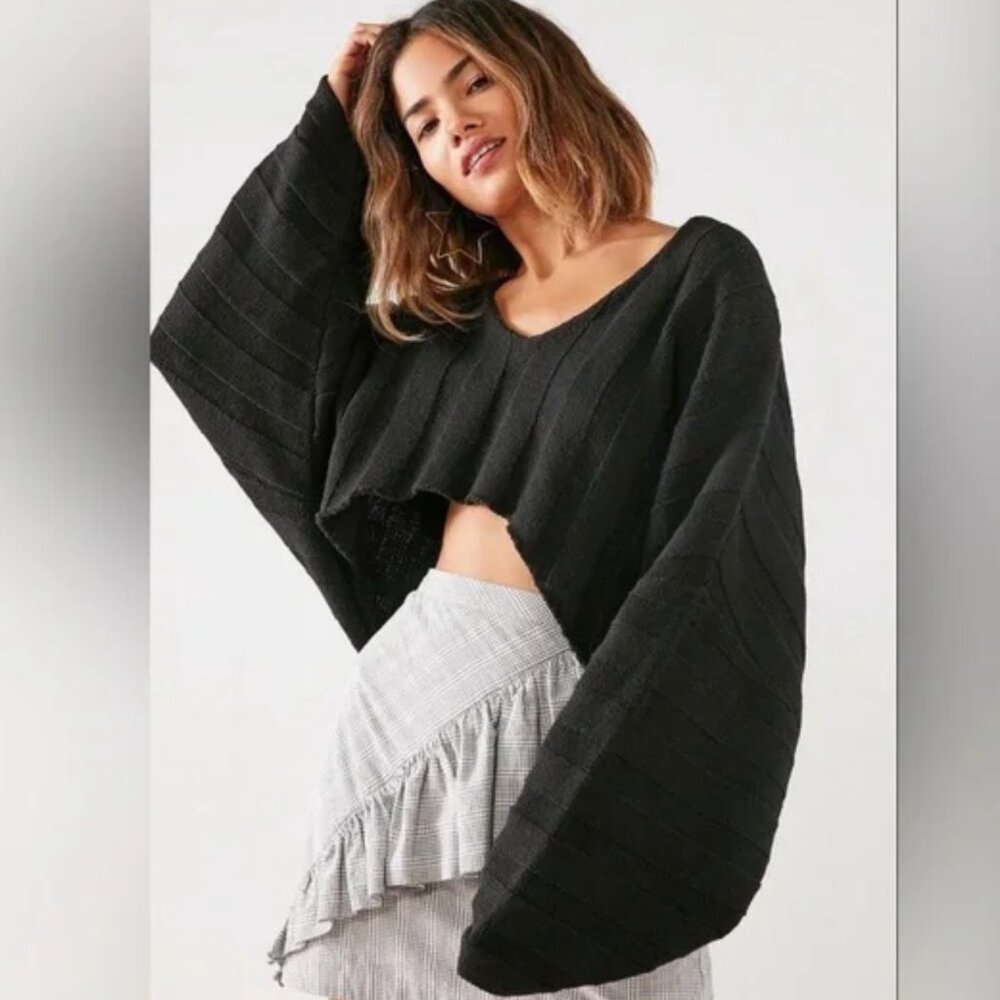 Silence + Noise slouchy wide ribbed high/low sweater